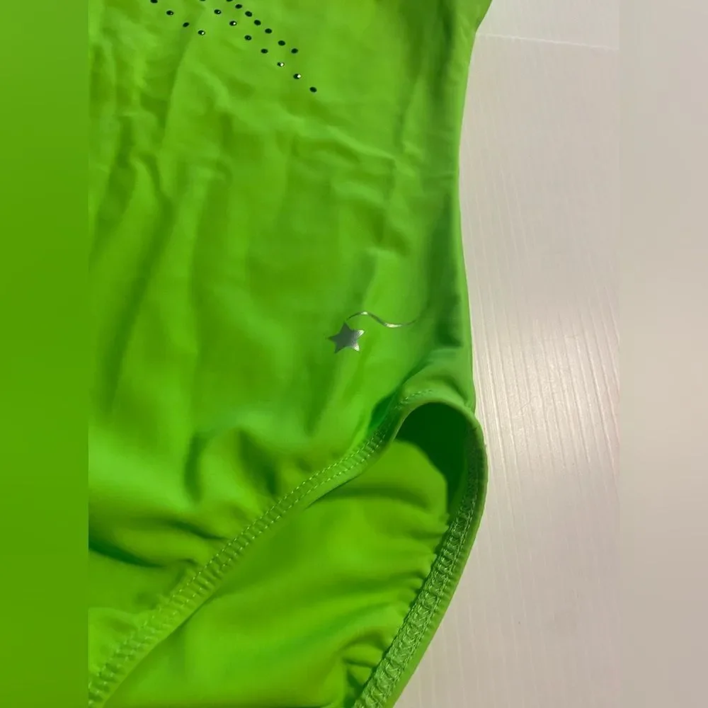 Destira gymnastic tank neon green practice leotard Rigert Elite XSA adult